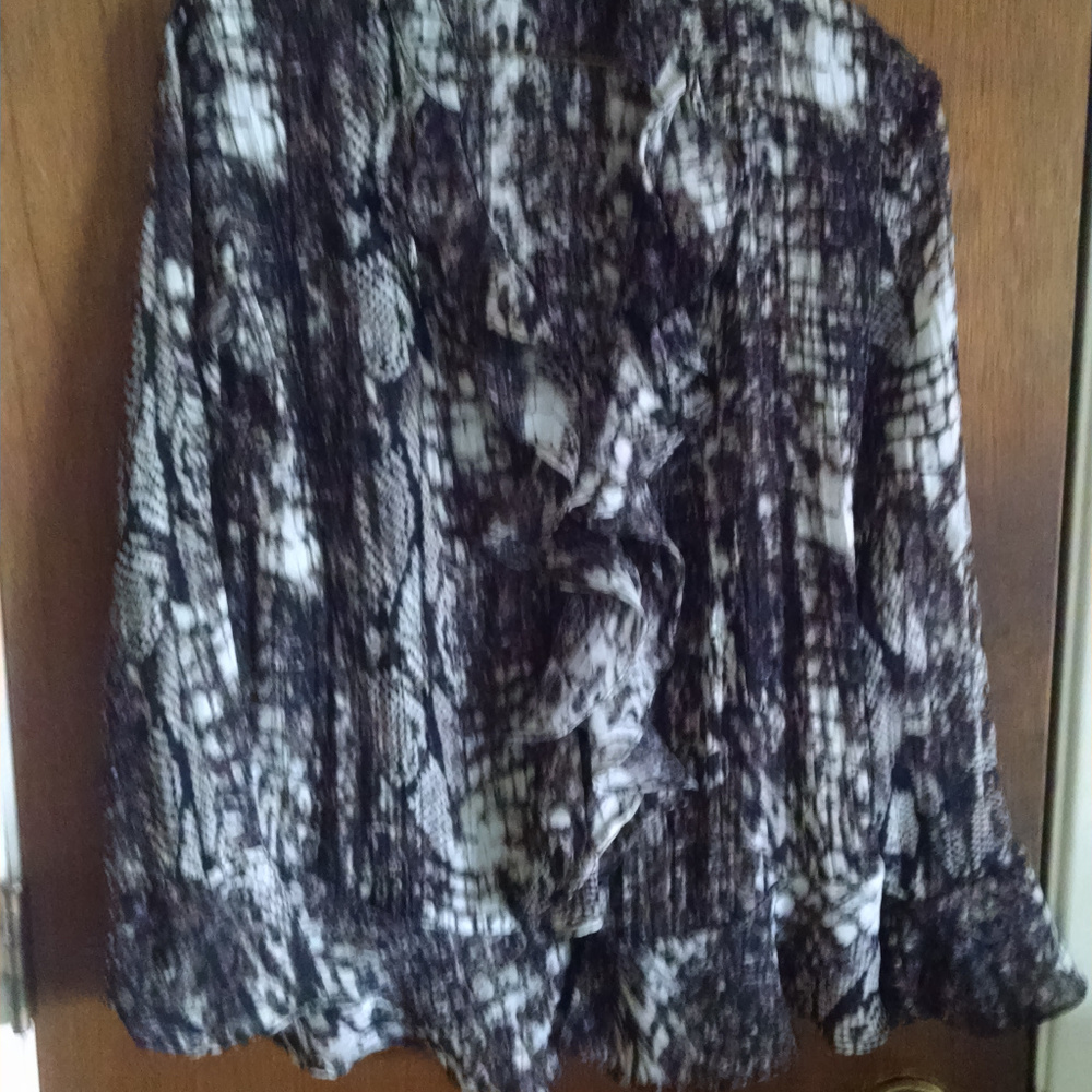 STYLE & CO. Petite Snakeprint Ruffle Blouse